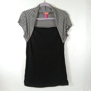 Catch My I Short Sleeve Top Women's Medium Black White Striped
